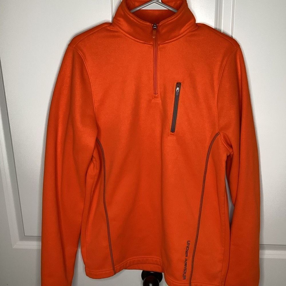 Mens Under‎ Armour 1/4 zip Thermal fleece pullover Orange small
